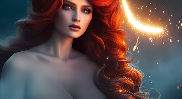 Luminescent Mermaid Goddess Portrait in Digital Art Style