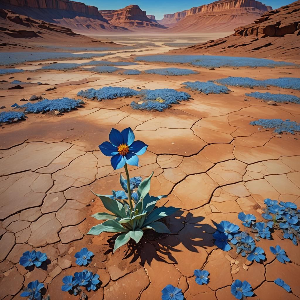 Blue Flower in Desert, as Matte Painting