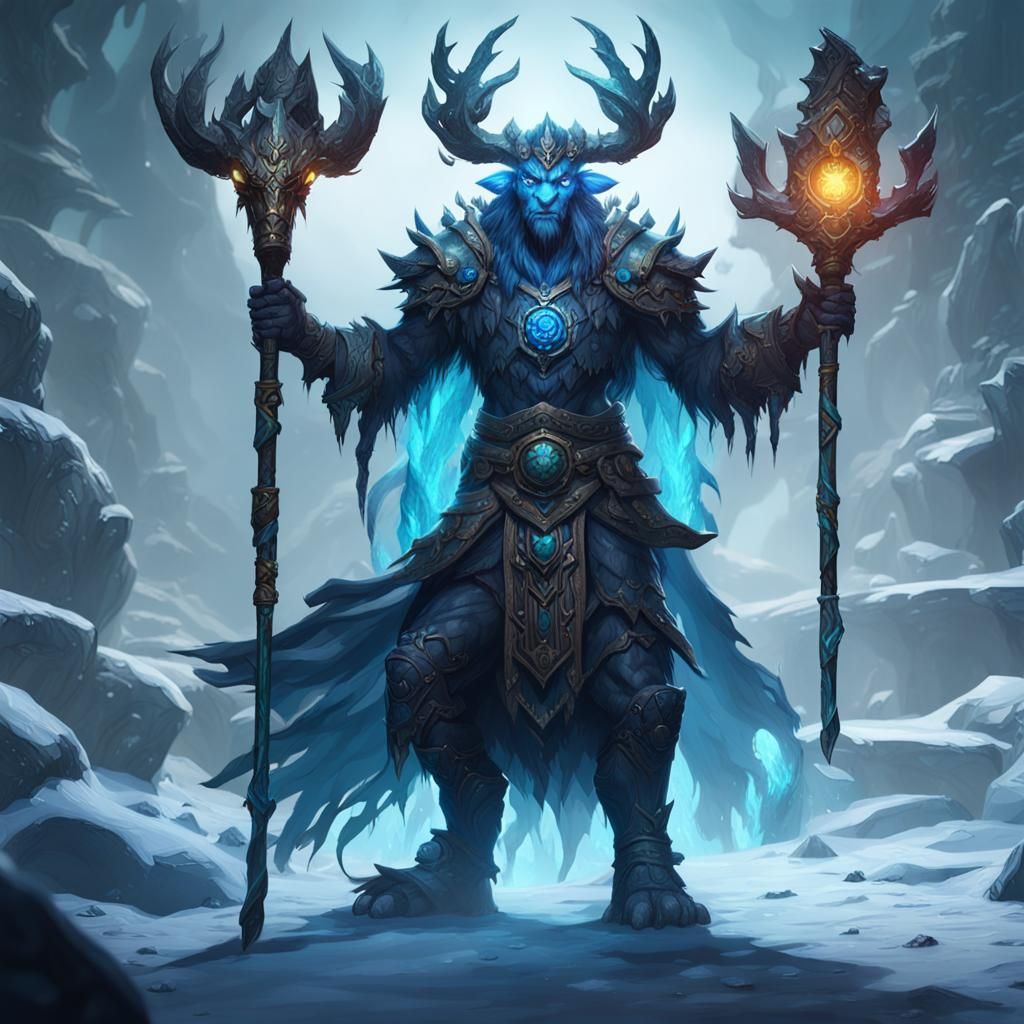 Shadow Ice Druid in Detailed Matte Painting