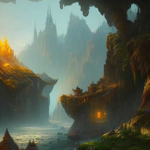 Fantastical World: Detailed Matte Painting in Deep Color