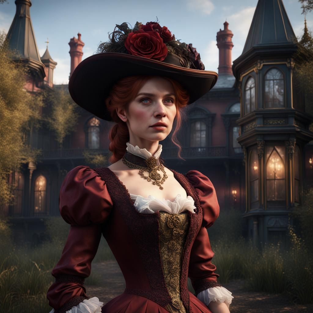 Hyperrealistic Victorian Woman: Detailed Matte Painting