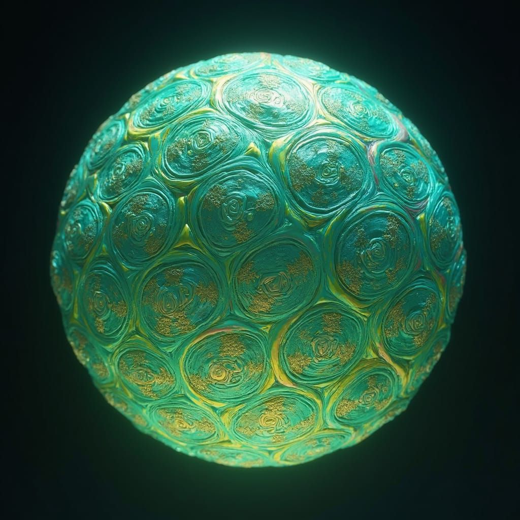 Psychedelic Blue and Green Orb: Graffiti Art Mandala