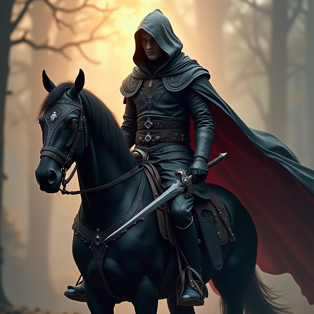 Half-Elf Assassin Rides Forth in Dark Fantasy Style