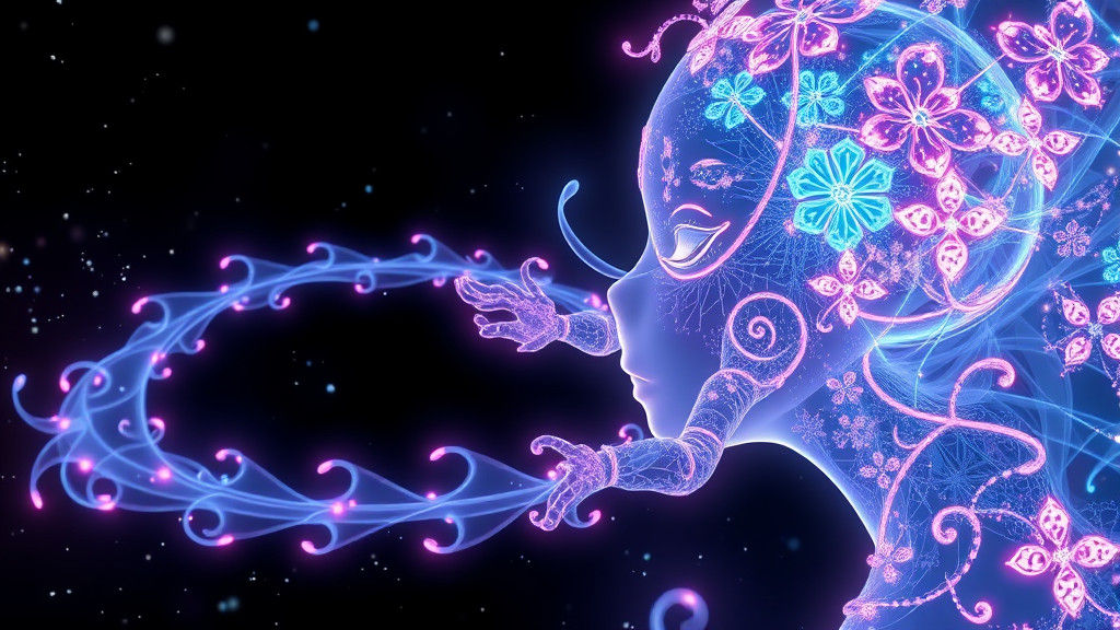 Glowing Anime Goddess Shines with Magical Bioluminescent Fra...