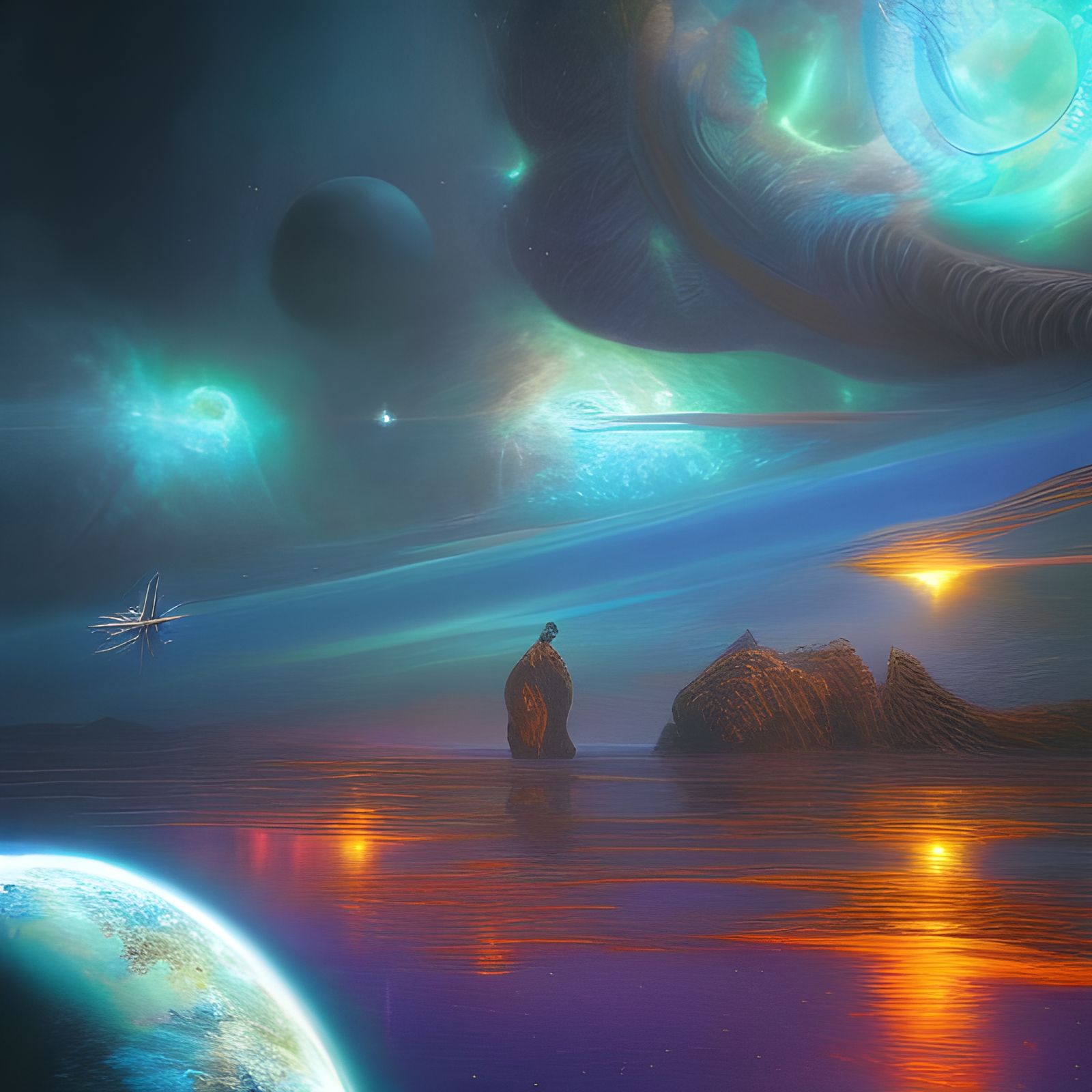 Interdimensional Dark Theme in Hyperrealism