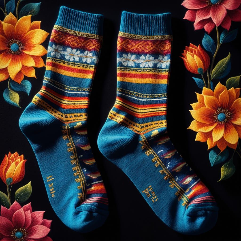 Colorful Socks in Vibrant Oil Painting Style
