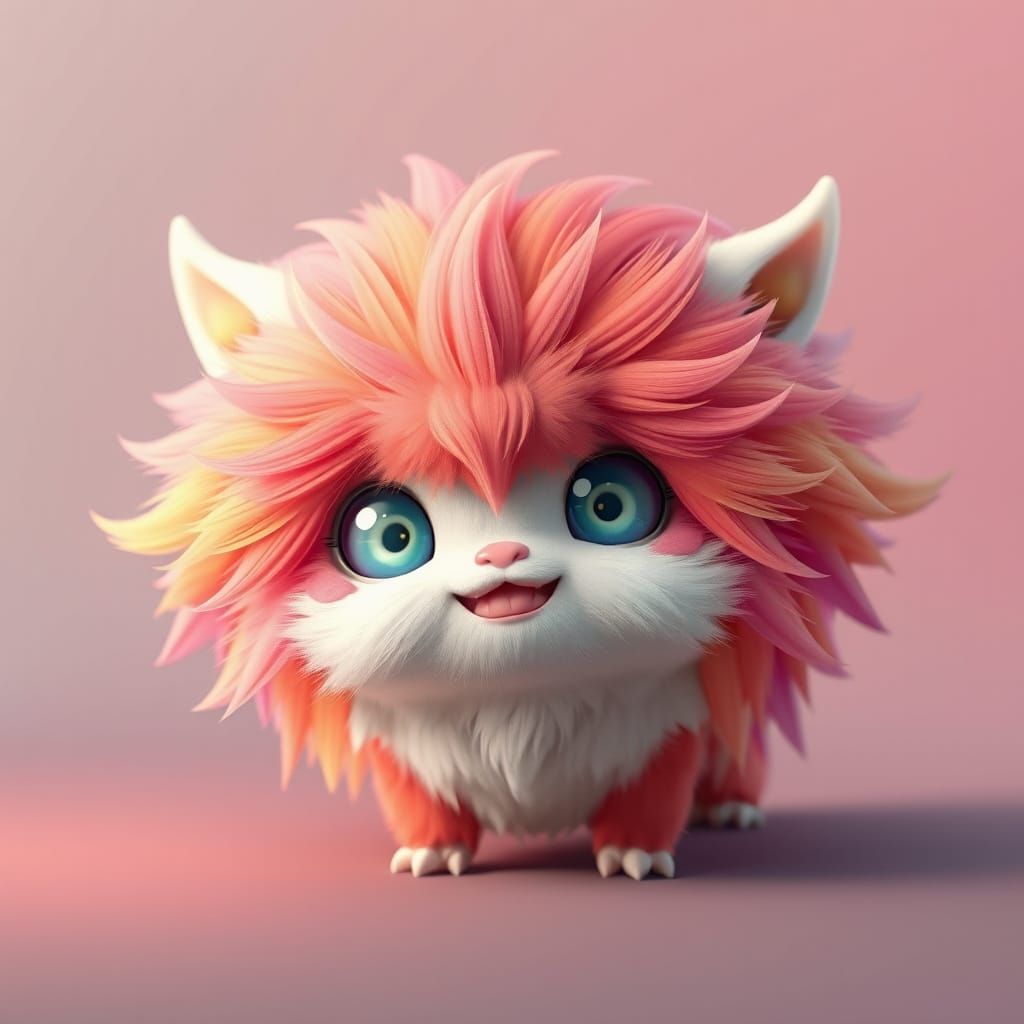 Chibi Monster in Vibrant Pastel Colors, Anime Art Style