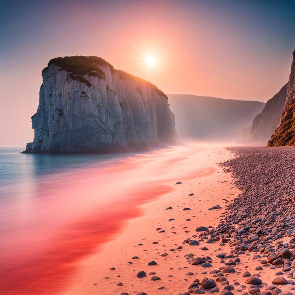 Seascape Sunrise with Mist and Cliffs