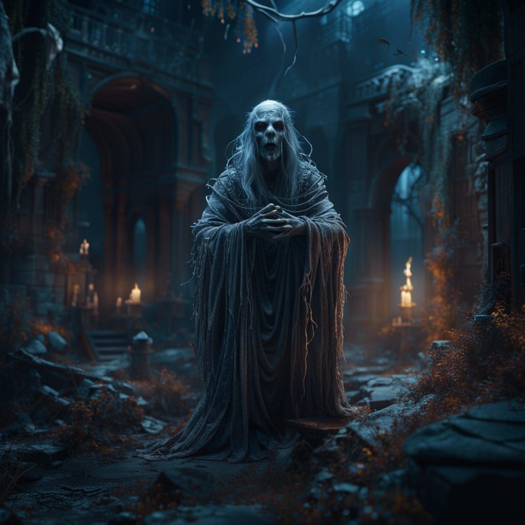 Spooky Ghost in Detailed Matte Painting
