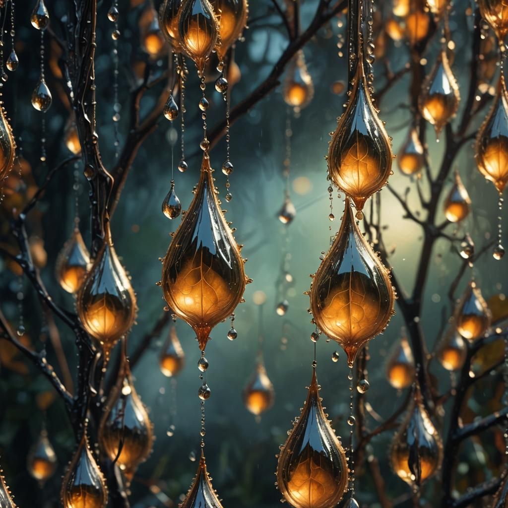 Surreal Dew Drops with Gothic Keys, Digital Art