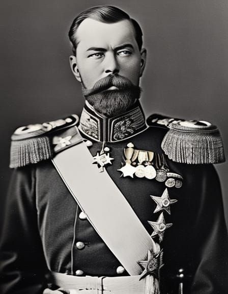 Tsar Nicholas II Portrait in Sepia Photograph Style