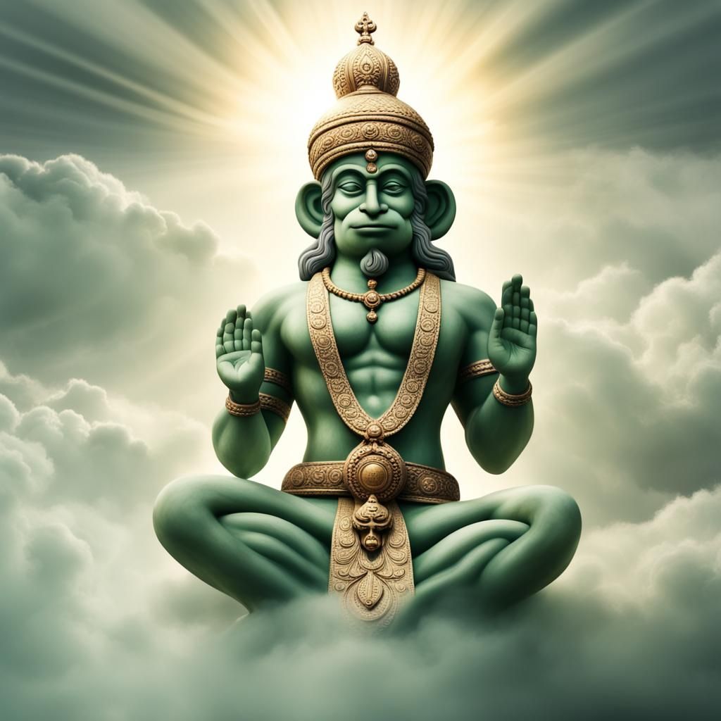 Hanuman in Prayer: A Folk Art Depiction