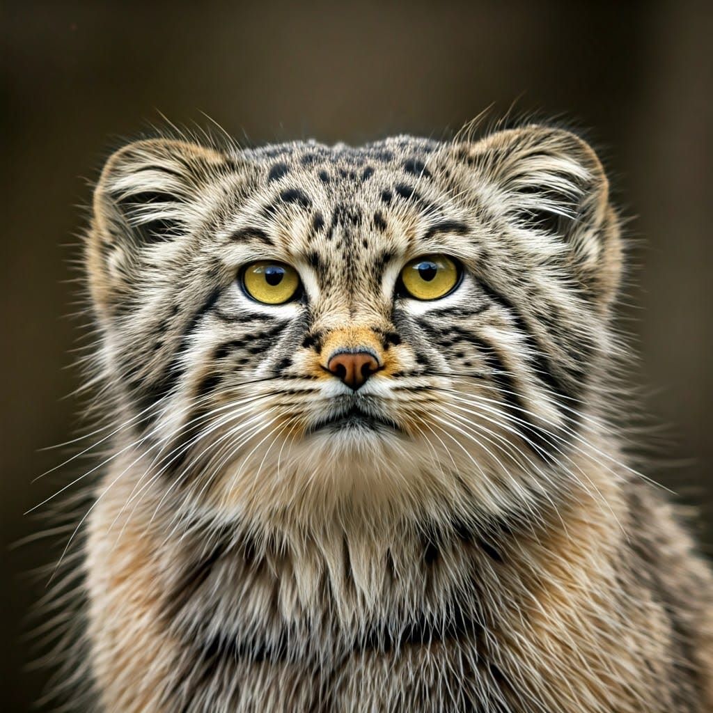 High-Contrast Portrait of a Pallas Cat