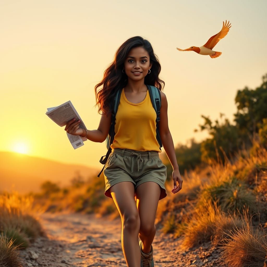 Pixar-Style 3D Render: Adventurous Woman Hiker