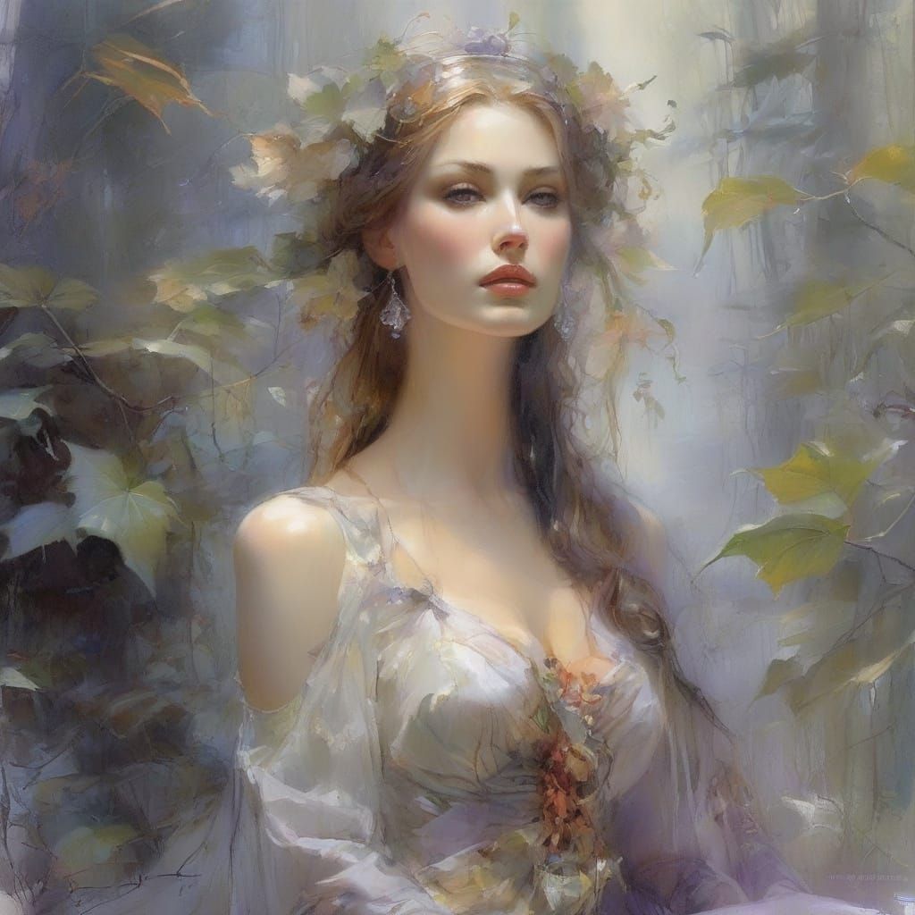 Ethereal Elven Queen in a Mystical Forest