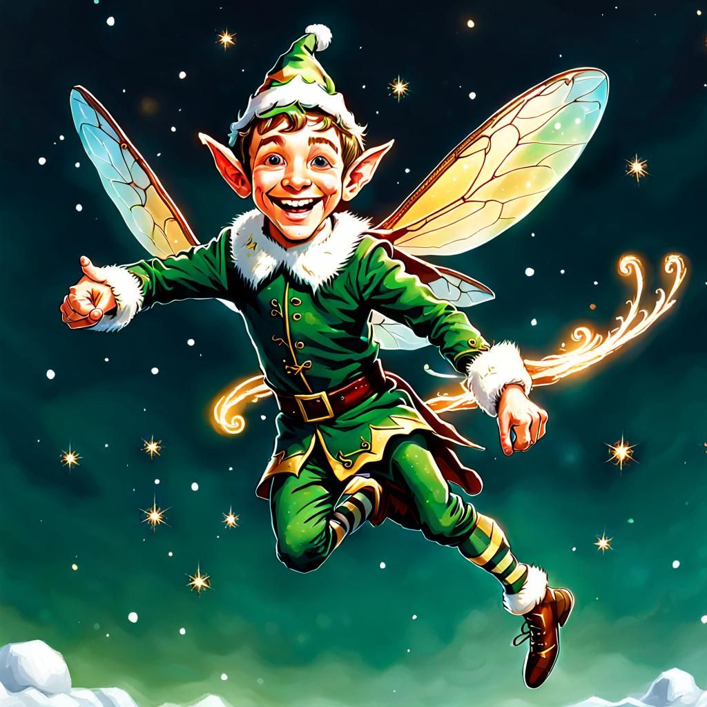 Elf Flies Grinning