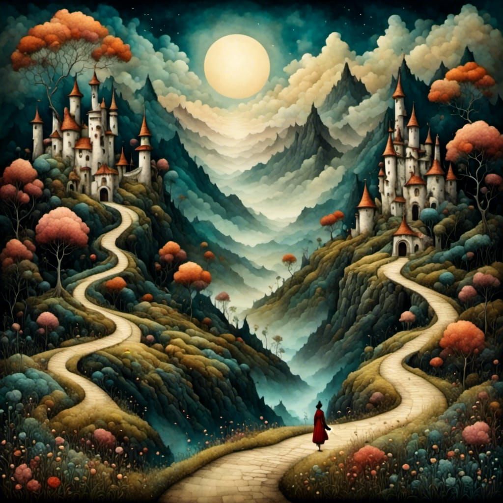 Solitary Figure Forges Own Path in Mythical World