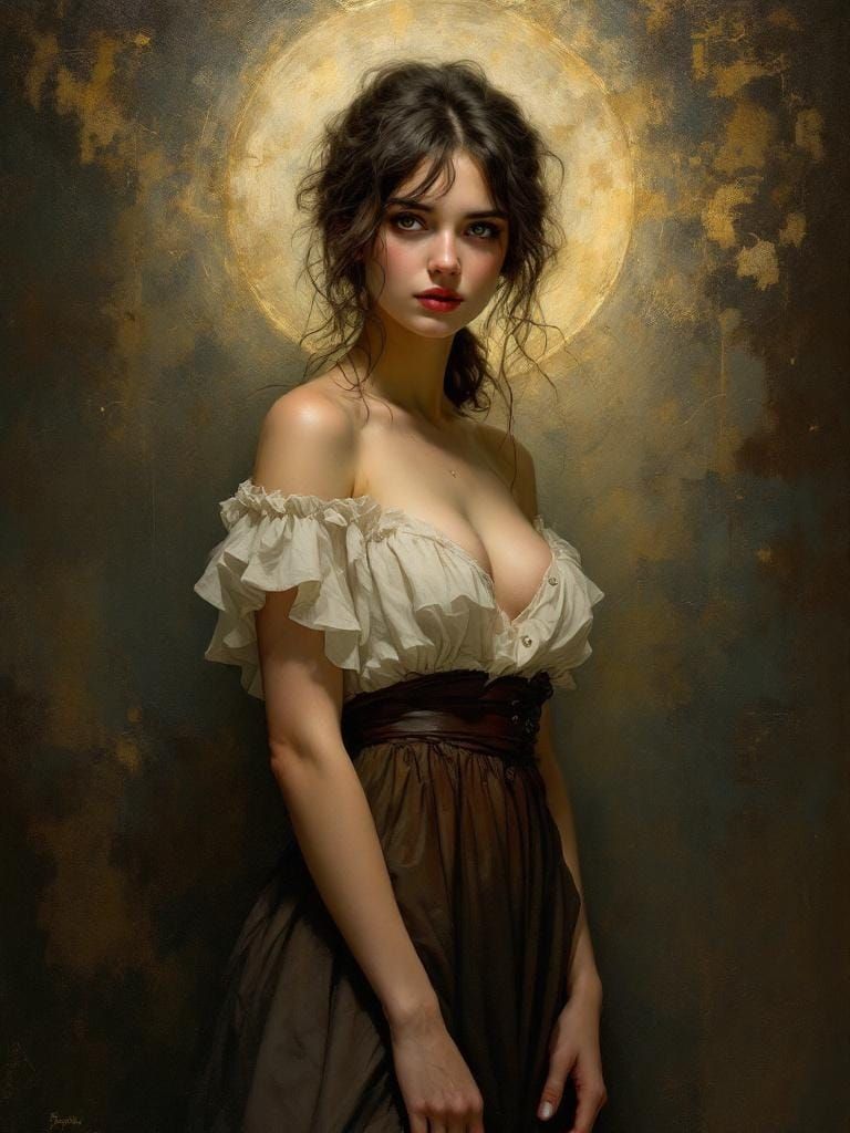 Idealized Female Figure Study in Art Nouveau Style