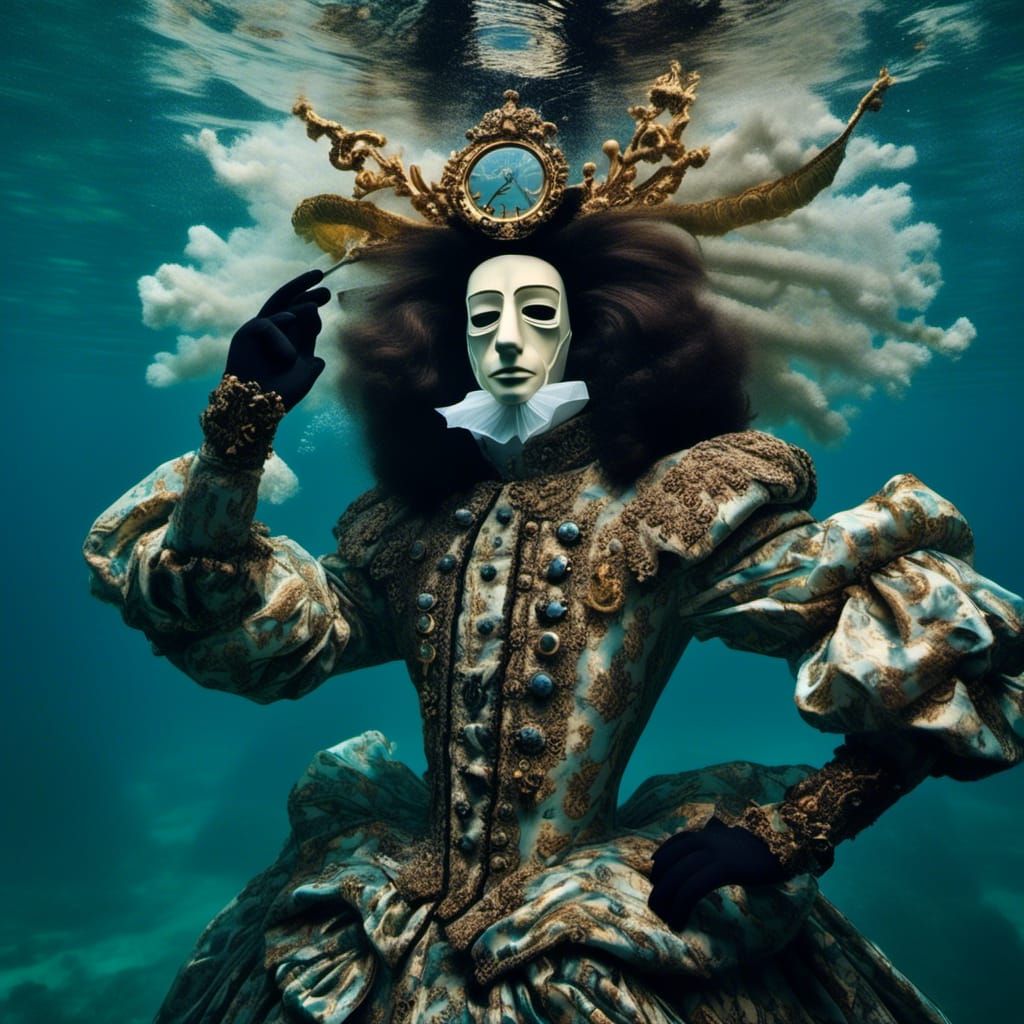 Louis XIV Scuba Diving in Rococo Style