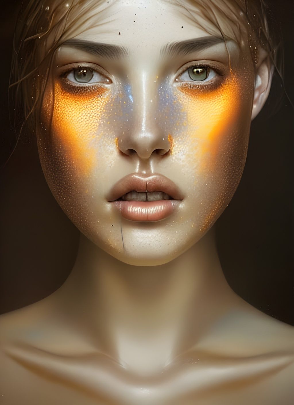 Fair Girl with Shimmery Freckles Portrait