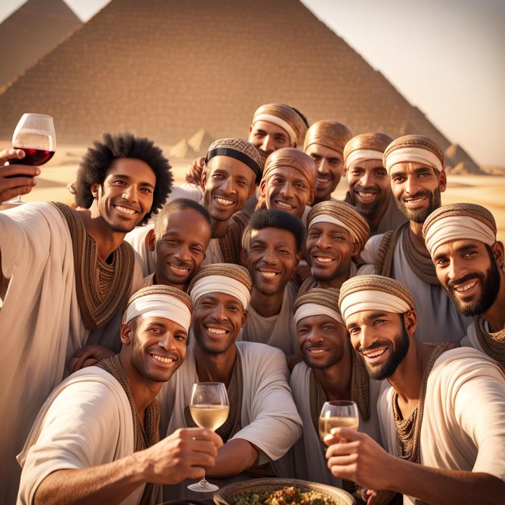 Egyptian Selfie at the Pyramids: Photorealistic Portrait