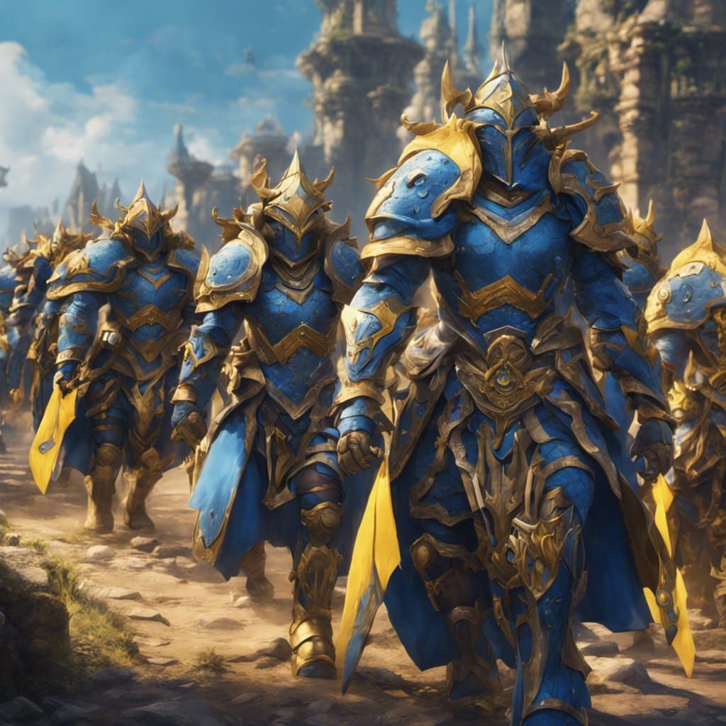 Fantasy Paladins Marching into Battle: Detailed Matte Painti...