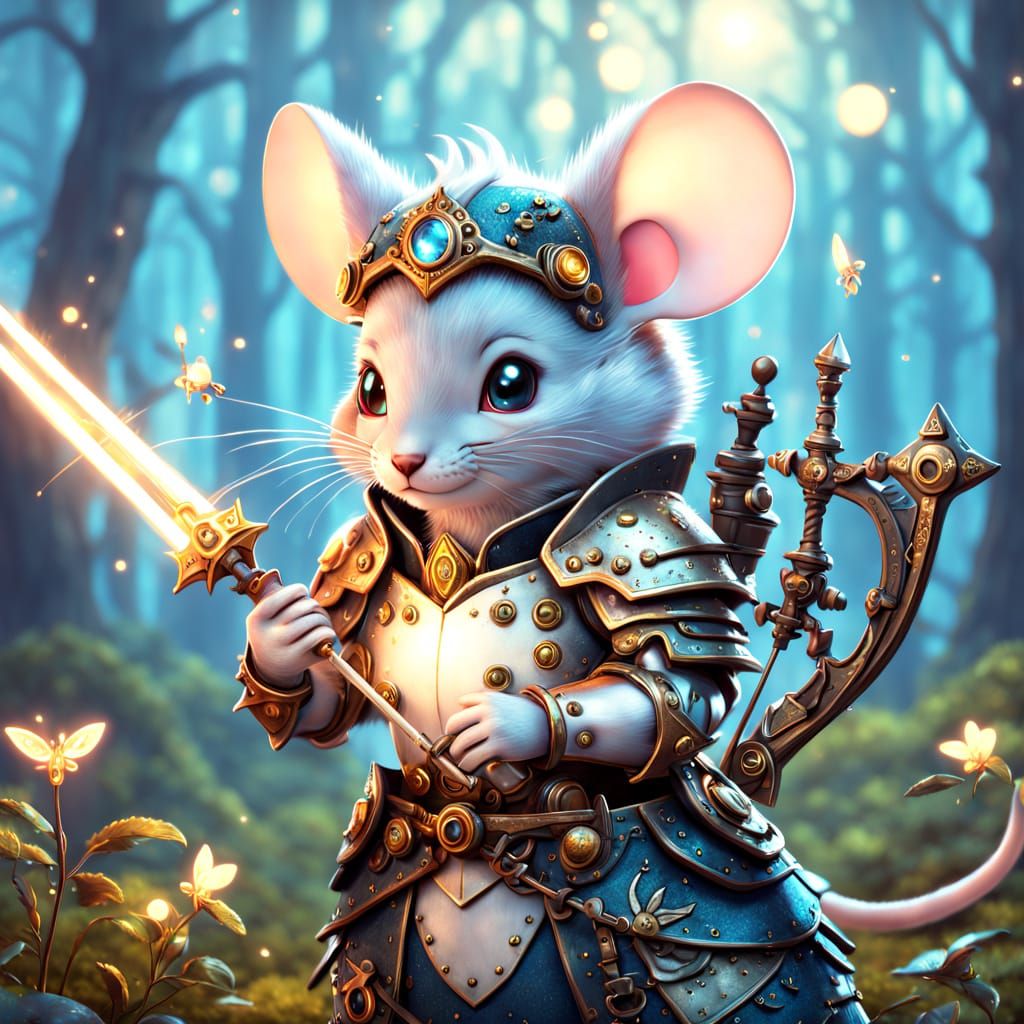 Brave Mouse Knight in Whimsical Armor