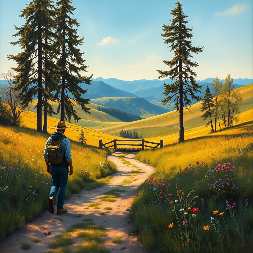 Romantic Norwegian Landscape with Wanderer