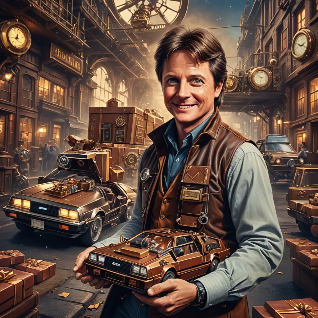 Steampunk Michael J. Fox with Chocolate Gift