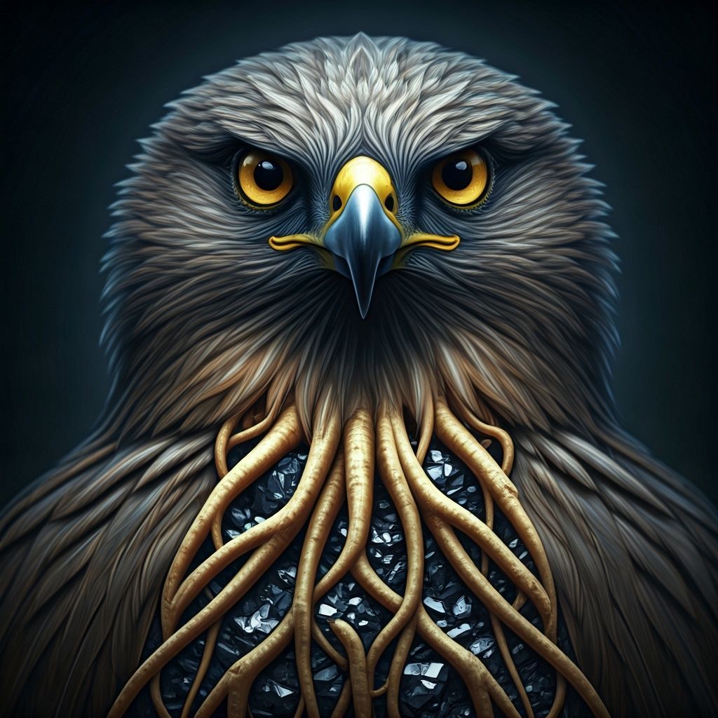 Hybrid Hawk Horseradish Hematite Creature in Hyperrealistic ...