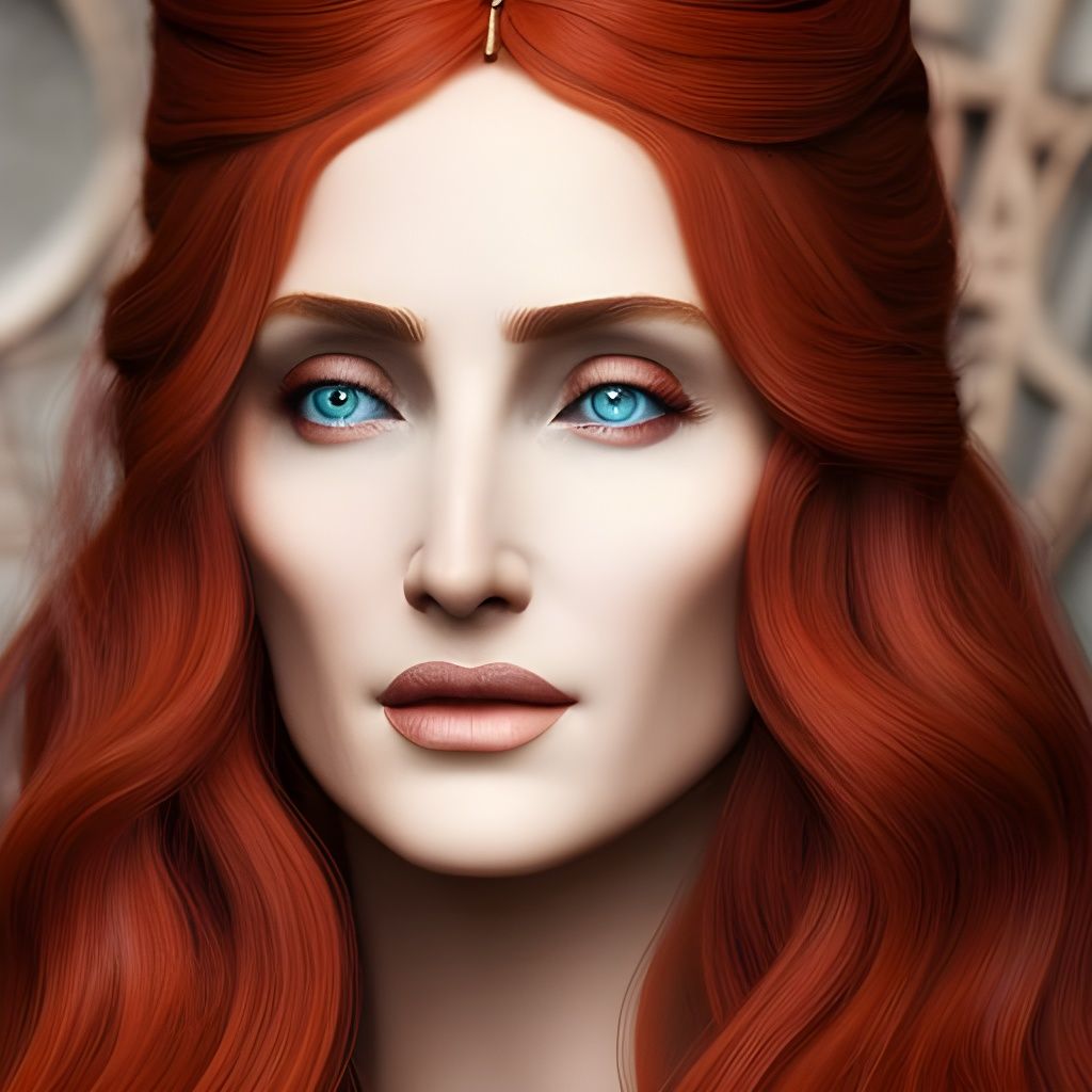 Ethereal Redhead Goddess Sculpture in Hyperrealistic Style