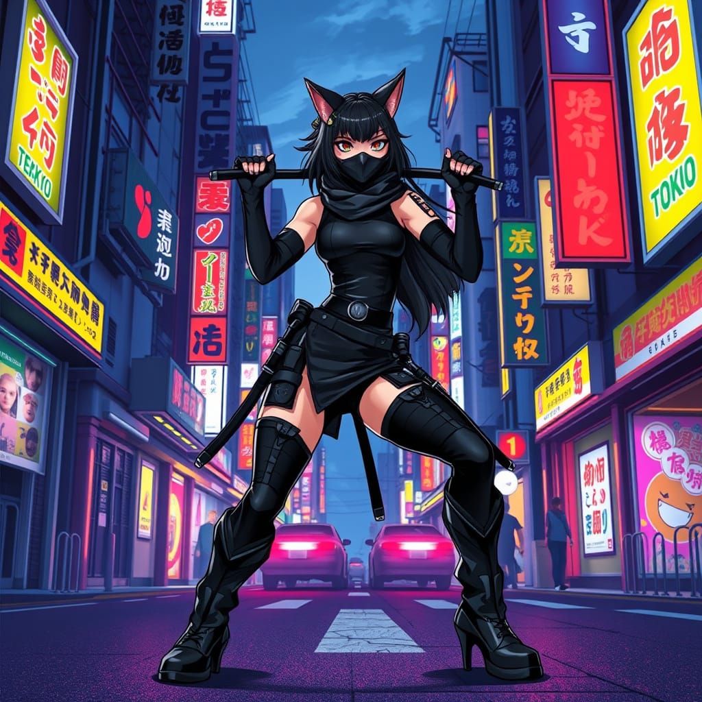 Portrait of a catgirl ninja