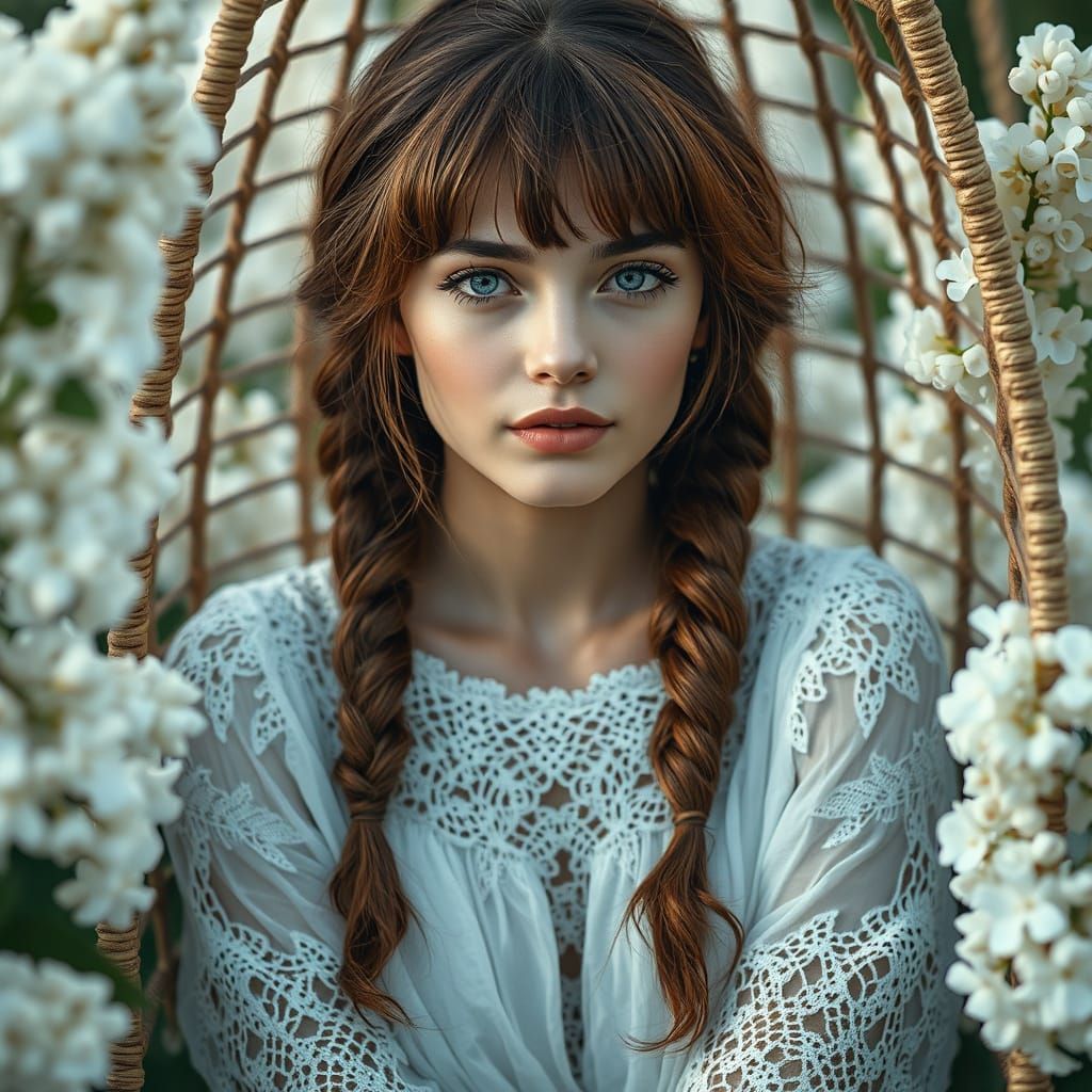 Woman in Lilacs: Fluid Art Portrait