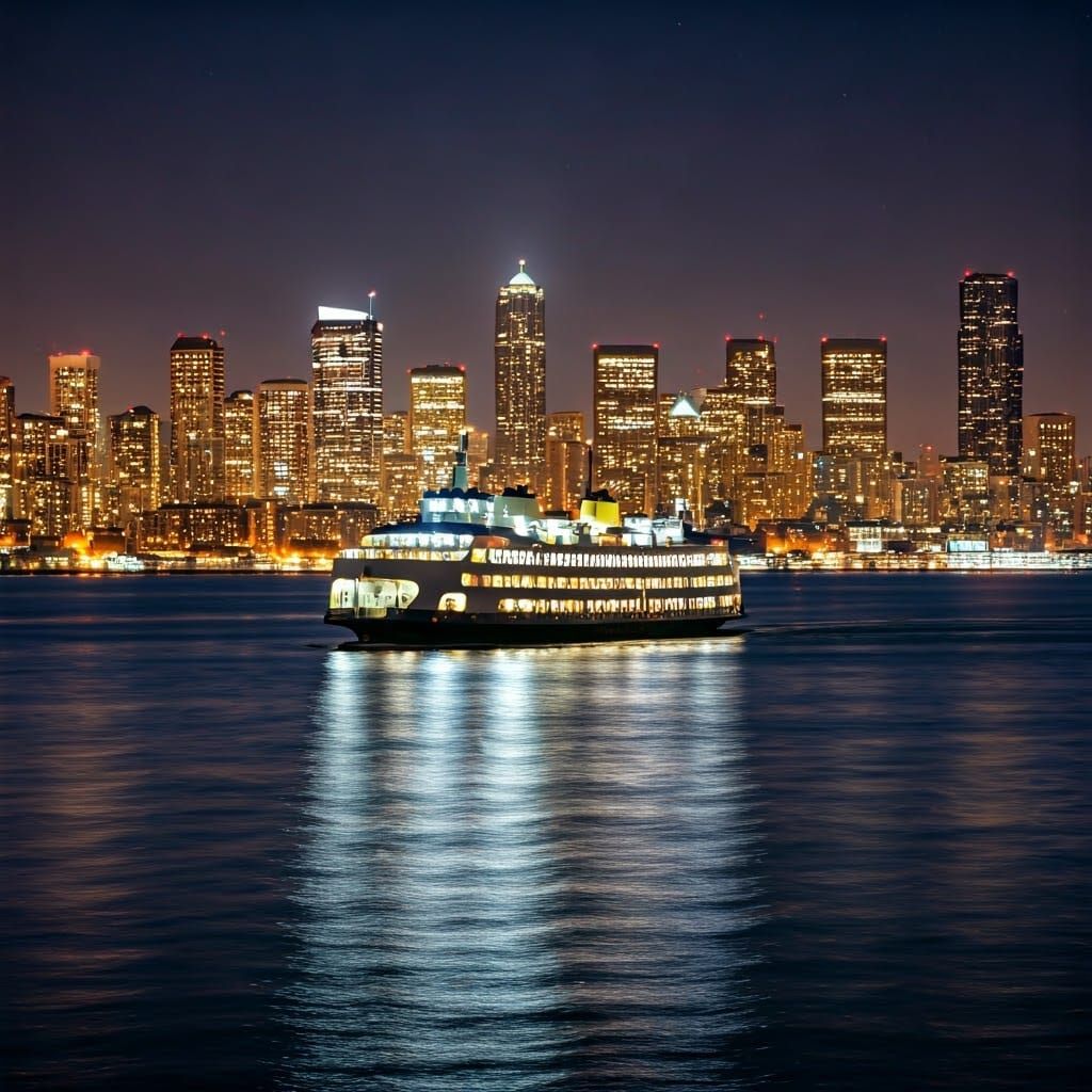 Seattle Ferry at Night: Professional Photography