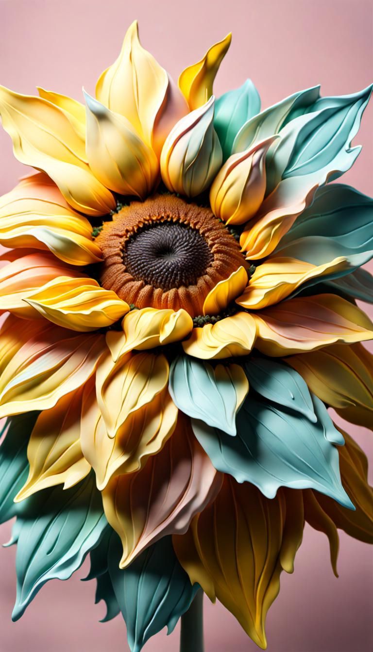 Hyperrealistic Cake Sunflower in Pastel Colors