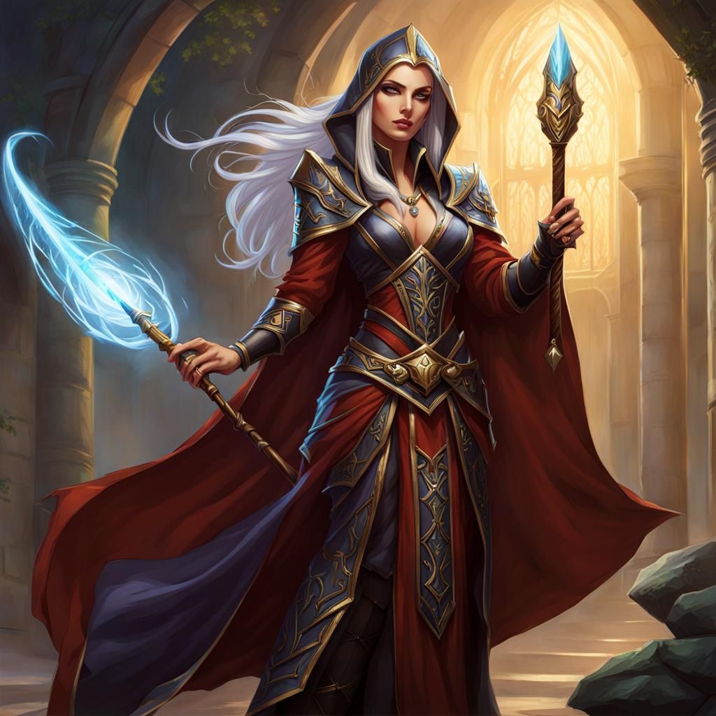 Mysterious Female Elf Warlock from Dungeons and Dragons