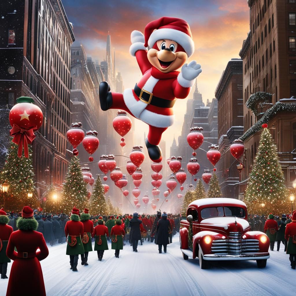 Christmas Parade with Floats and Balloons