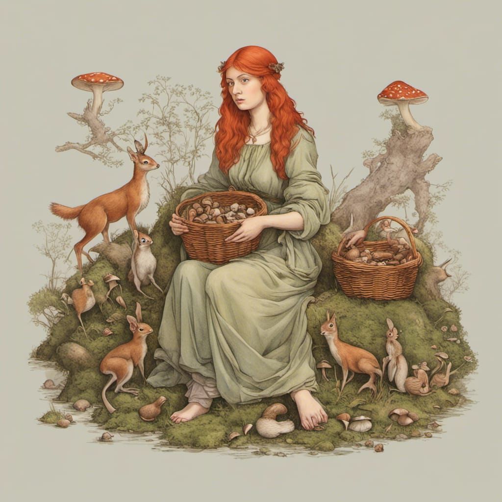 Irish Woman in Forest, Leonardo da Vinci Style