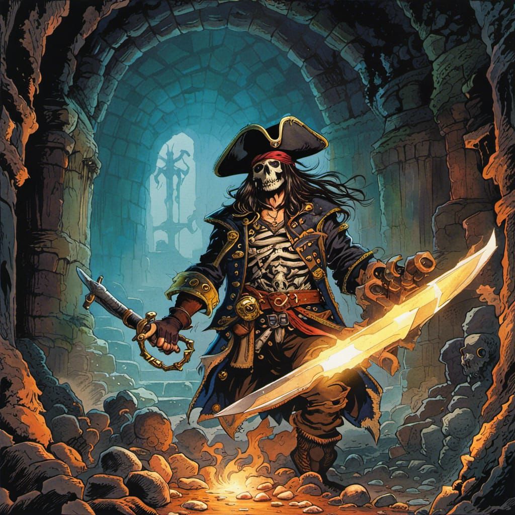 Pirate Skeleton Warrior in Comic Book Art