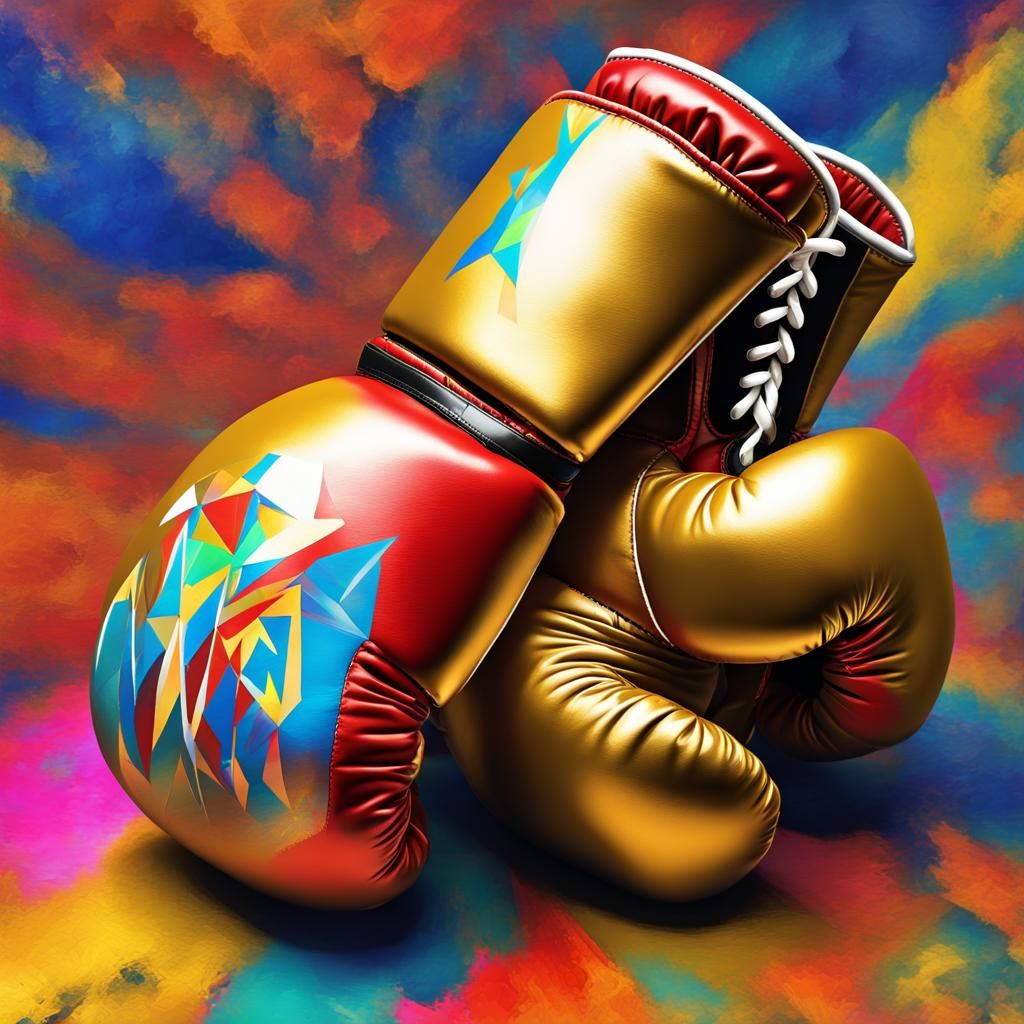 Hyperrealistic Boxing Gloves in Pop Art Style