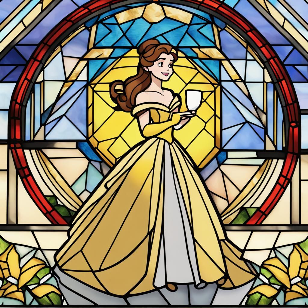 Stained Glass Belle Ornament in Cartoon Style