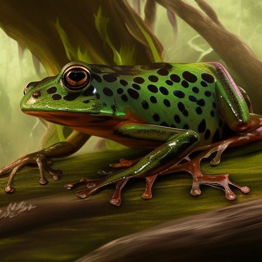 Glass Frogs Fighting: Detailed Matte Painting