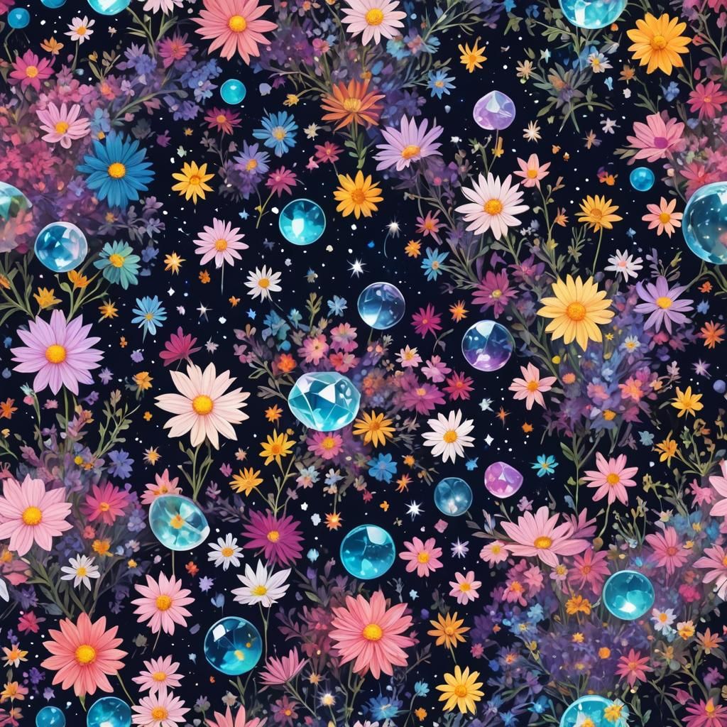 Cosmic Crystal World: Hyperdetailed Digital Illustration
