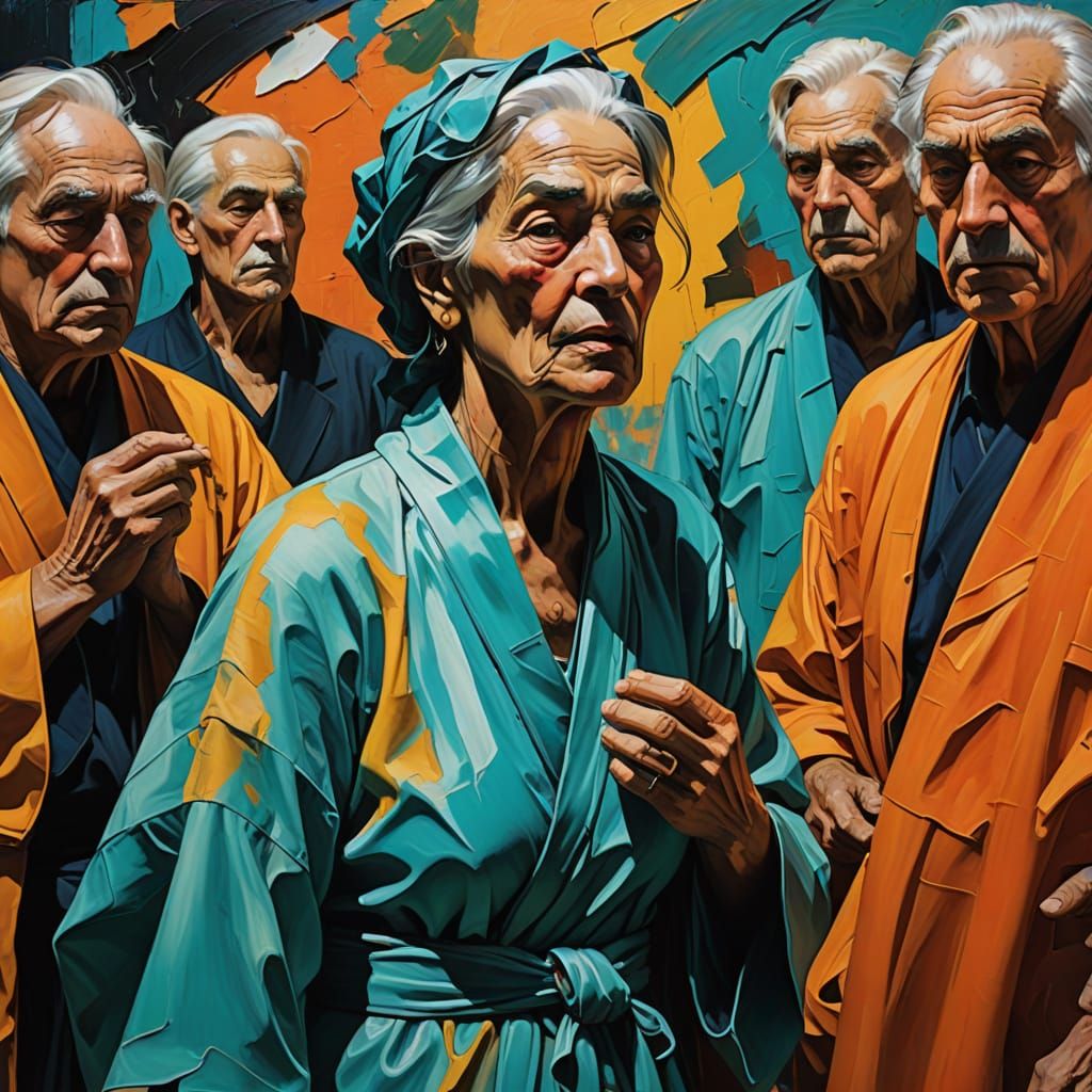 Ethereal Babylonian Courtesan Priestess in Vibrant Abstract ...