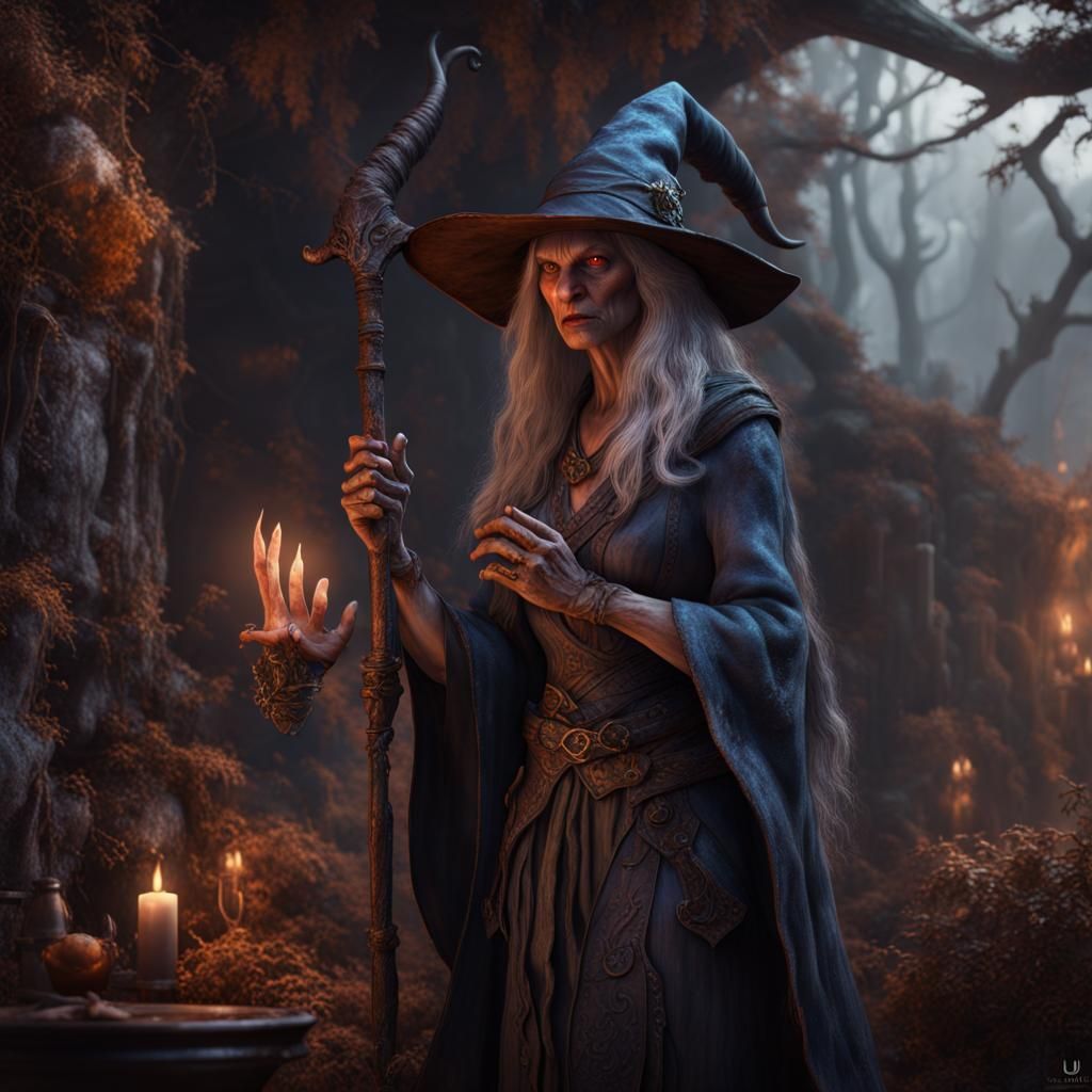 Detailed Matte Painting of an Old Witch