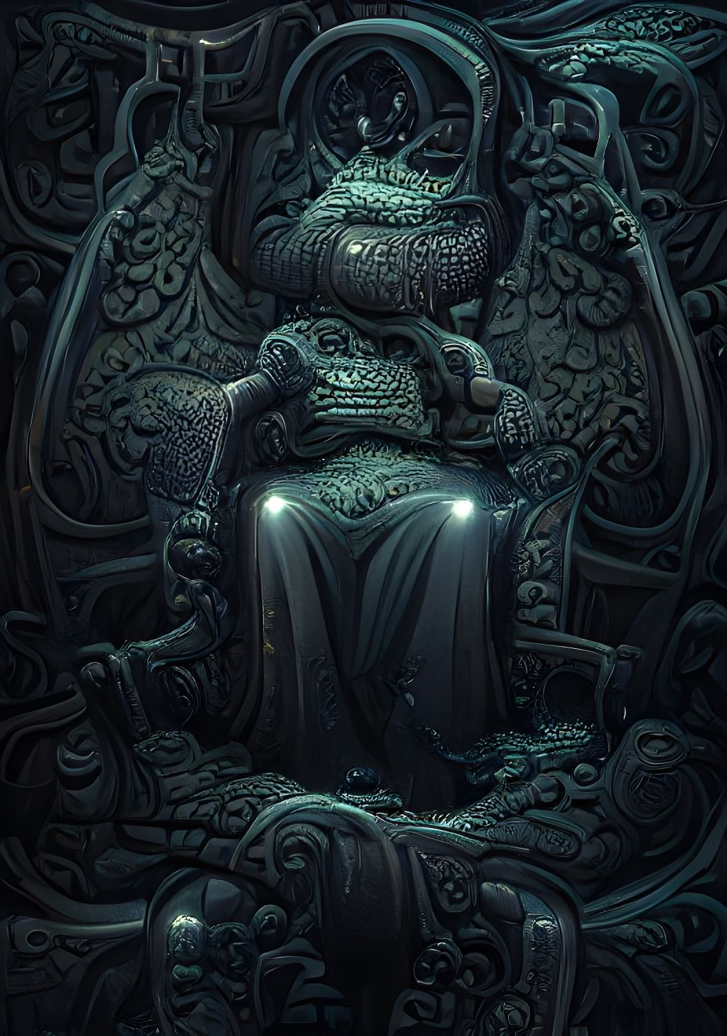 Majestic King on Throne, Cel Shaded Digital Art