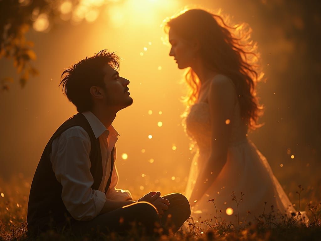 Poet Lost in Thought Amidst Golden Light