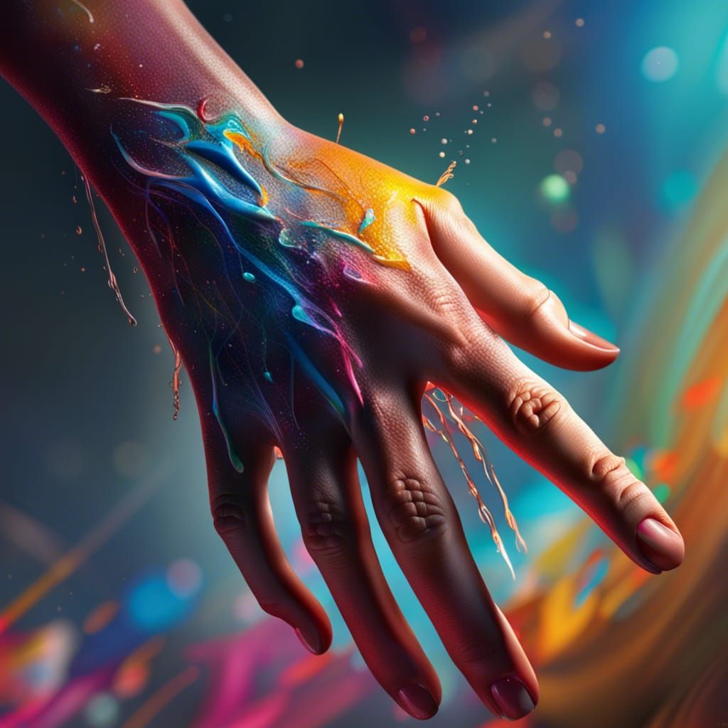 Hyperrealistic Baby Hand in Splash Art Style