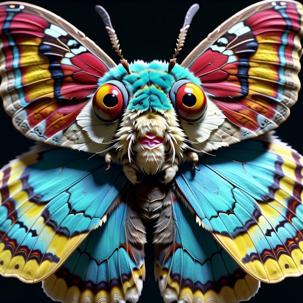 Ultra Realistic Squeaking Silkmoth Macro Portrait