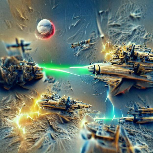 Futuristic Space Battle with Laser Blasts in 3D